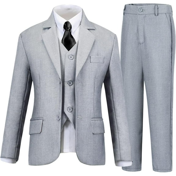 Yumcute Boys Suits 5 Piece Formal Suit Set Slim Fit Formal Dress Clothes Ring Bearer Outfit for Kids