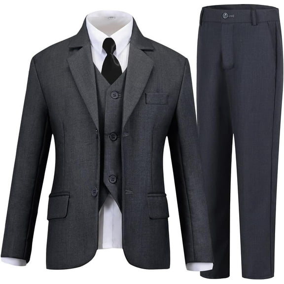 Yumcute Boys Suits 5 Piece Formal Suit Set Slim Fit Formal Dress Clothes Ring Bearer Outfit for Kids