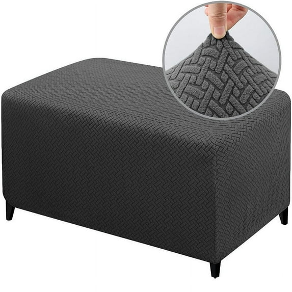 Yumcute Ottoman Cover Rectangle Stretch Ottoman Slipcovers for Folding Storage Footstool Soft Footrest Furniture Protector with Elastic Bottom (S, Deep Gray)