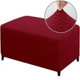 thumbnail image 1 of Yumcute Ottoman Cover Rectangle Stretch Ottoman Slipcovers for Folding Storage Footstool Soft Footrest Furniture Protector with Elastic Bottom (S, Wine Red), 1 of 8