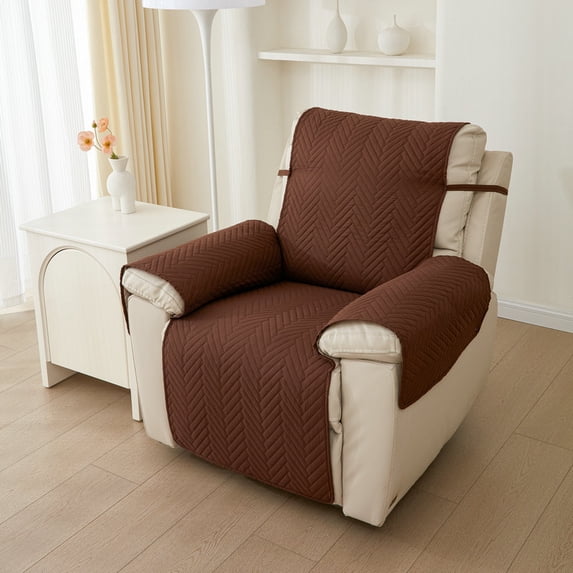 Yumcute Recliner Chair Cover, Recliner Sofa Coves, 1 Seats Recliner Armchair Cover, Non-Slip Chair Protectors for Recliner with Adjustable Tightening Straps Coffee