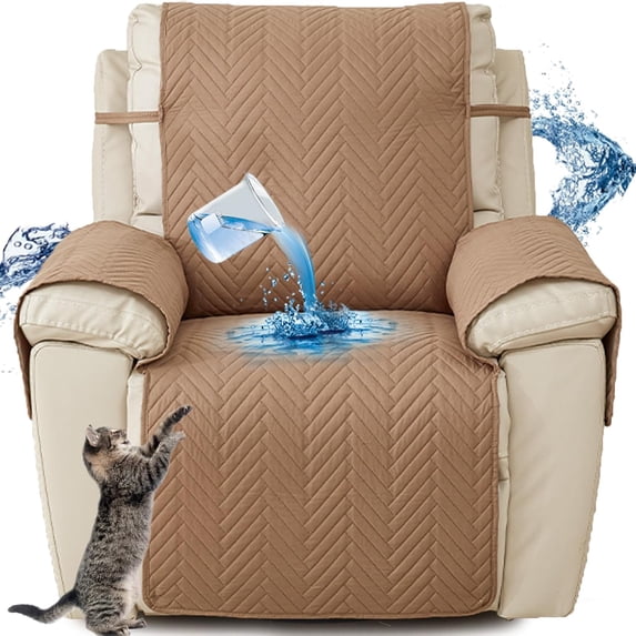 Yumcute Recliner Chair Cover, Recliner Sofa Coves, 1 Seats Recliner Armchair Cover, Recliner Covers That Stay in Place,Washable Recliner Slipcover Little Coffee