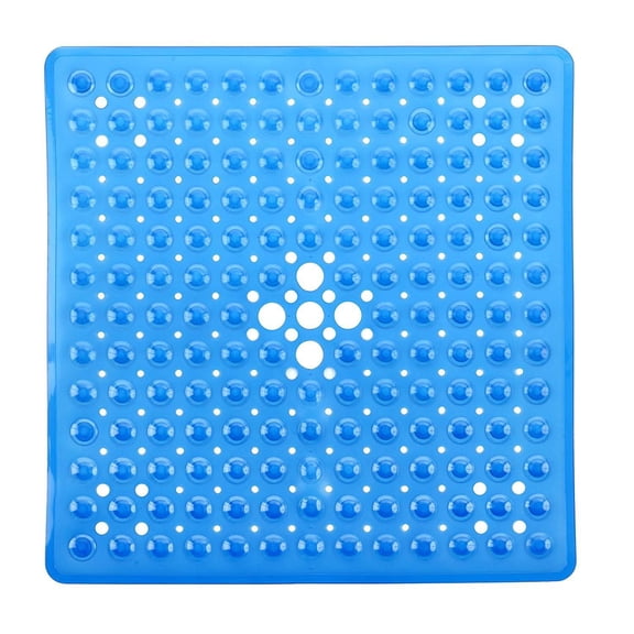 Yumcute Shower Stall Mat Non Slip, 21x21 Inch, Soft Square Bath Mat for Shower with Suction Cups and Drain Holes, Stall Floor Mats for Bathroom