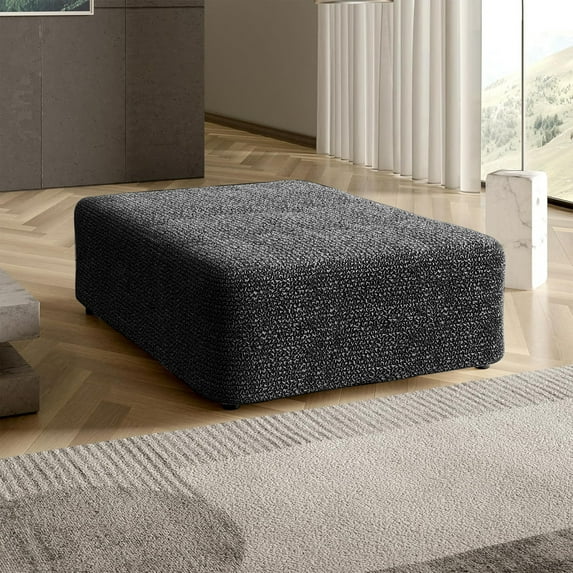 Yumcute Square Ottoman Cover Stool Cover Pouf Slipcover - Soft Polyester Fabric Slipcover - 1-Piece Form Fit Stretch Furniture Protector