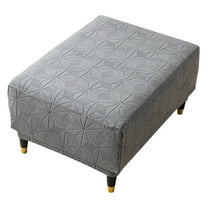 Yumcute Stretch Square Ottoman Covers Slipcover,Soft Knitted Jacquard Cover for Ottoman Square Footstool Protector for Living Room 13-18in