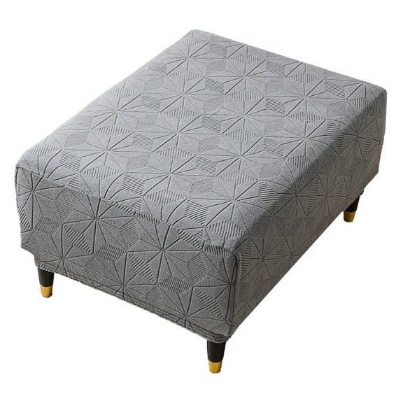 Yumcute Stretch Square Ottoman Covers Slipcover,Soft Knitted Jacquard Cover for Ottoman Square Footstool Protector for Living Room 27-32in