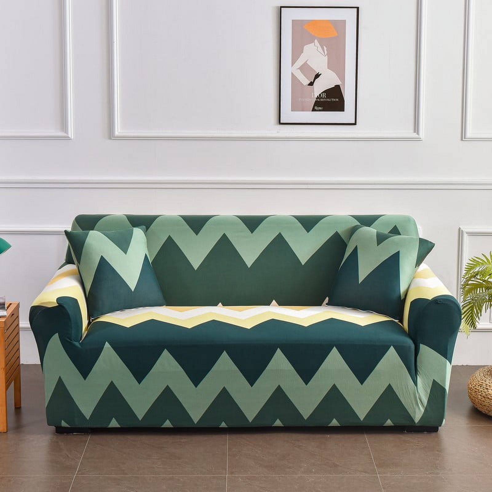 Yumcute Washable Sofa Cover Fit Stretch Slipcover Elastic Fabric Printed Pattern Chair Loveseat Couch Settee Non Slip Sofa Covers Furniture Cover Protector