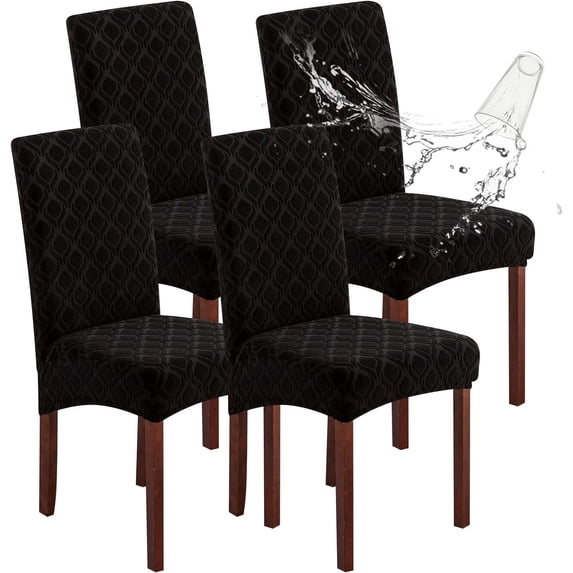 Yumcute Waterproof Chair Covers for Dining Room, Stretch Jacquard Dining Chair Slipcovers Removable Washable Chair Protector for Kitchen,restaurant 4PCS