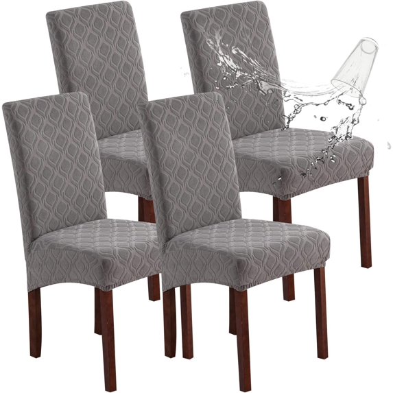 Yumcute Waterproof Chair Covers for Dining Room, Stretch Jacquard Dining Chair Slipcovers Removable Washable Chair Protector for Kitchen,restaurant 4PCS