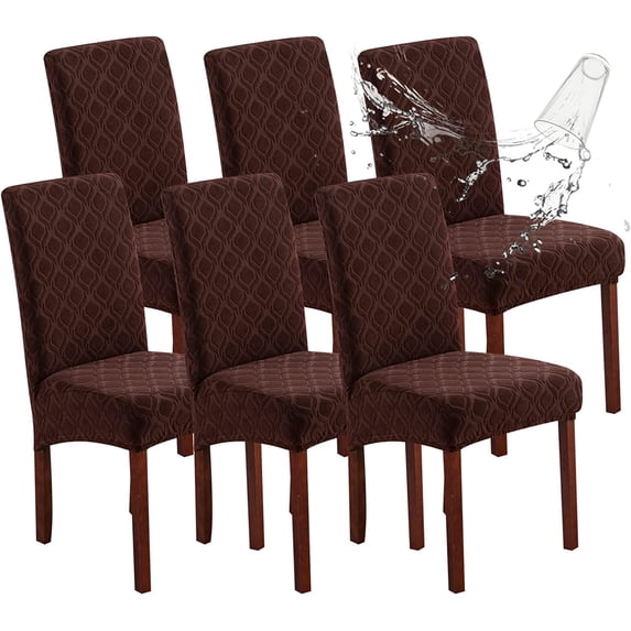 Yumcute Waterproof Chair Covers for Dining Room, Stretch Jacquard Dining Chair Slipcovers Removable Washable Chair Protector for Kitchen,restaurant 6PCS