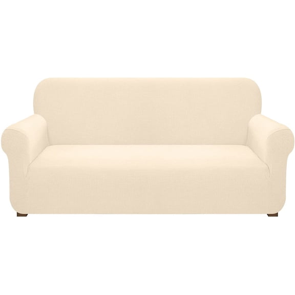 Yumcute Waterproof Sofa Cover Stylish Stretch  Sofa Cover High Stretch Couch Slipcover Super Soft Fabric Couch Covers L Beige