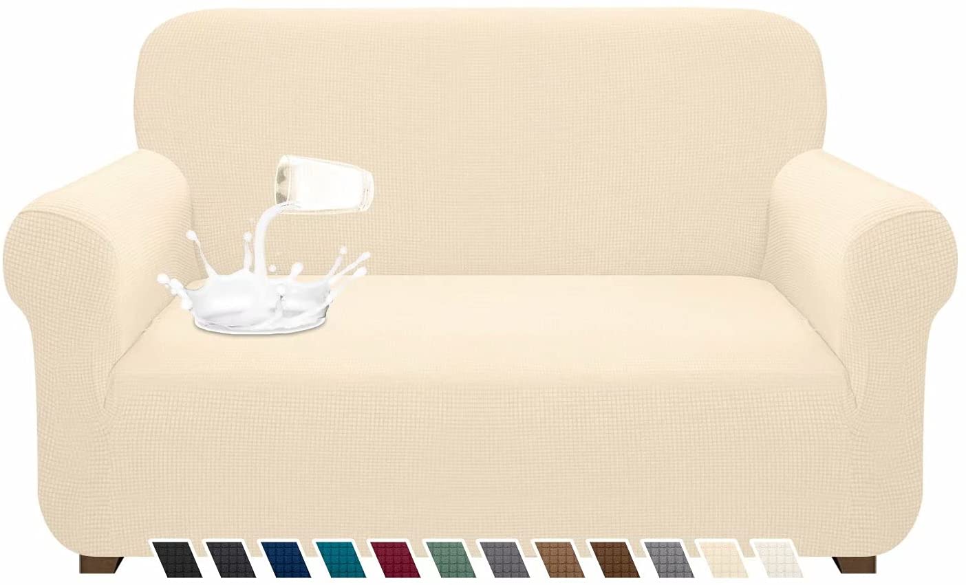 Yumcute Waterproof Sofa Cover Stylish Stretch  Sofa Cover High Stretch Couch Slipcover Super Soft Fabric Couch Covers M Beige