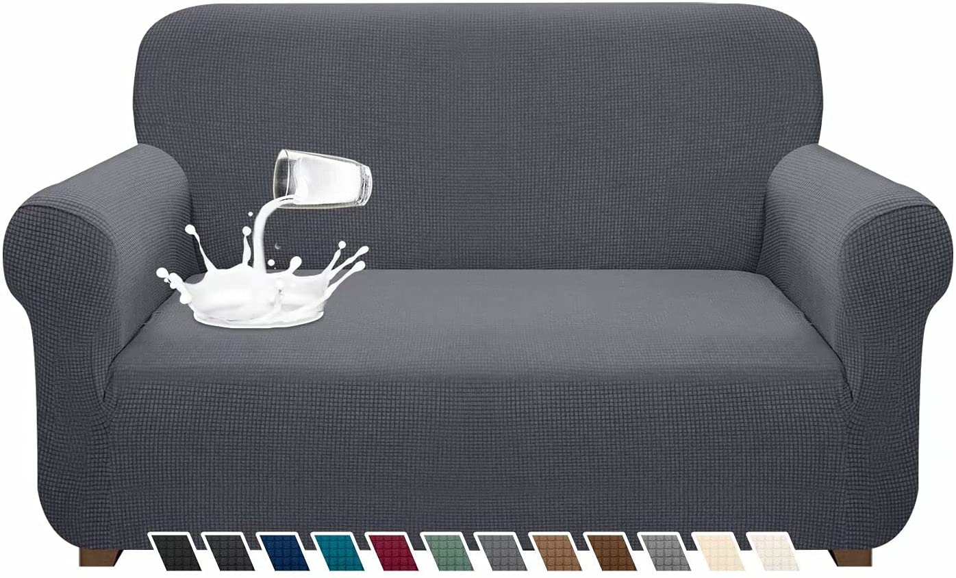 Yumcute Waterproof Sofa Cover Stylish Stretch  Sofa Cover High Stretch Couch Slipcover Super Soft Fabric Couch Covers M Grey