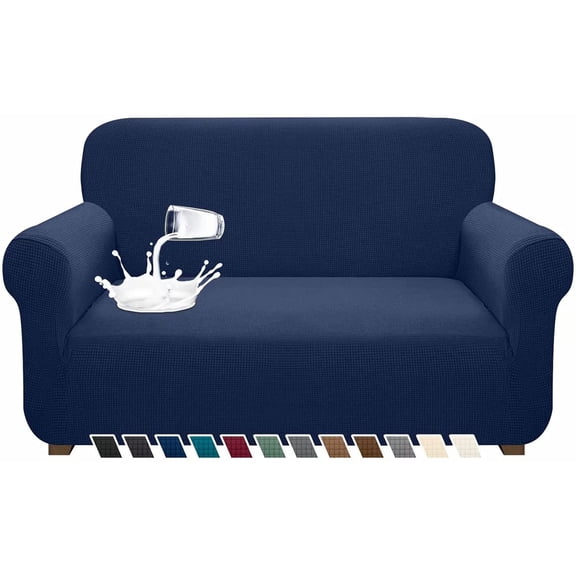 Yumcute Waterproof Sofa Cover Stylish Stretch Sofa Cover High Stretch Couch Slipcover Super Soft Fabric Couch Covers M Navy Blue