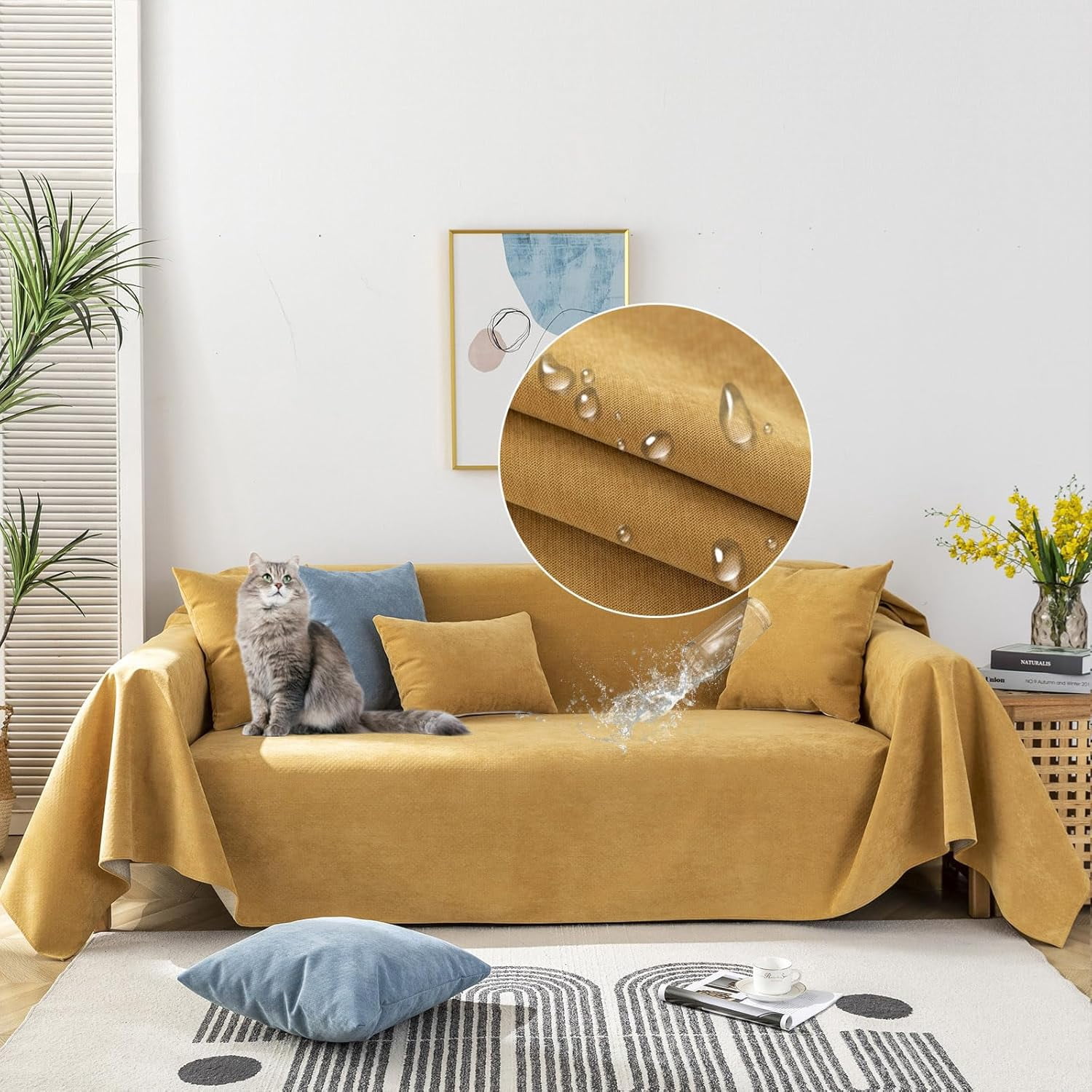 Yumcute Waterproof Sofa Covers for Dogs 100% Water Resistant Slipcover Furniture Protector for 3 Cushion Couch Thick Sectional Couch Covers Living Room Non-Slip