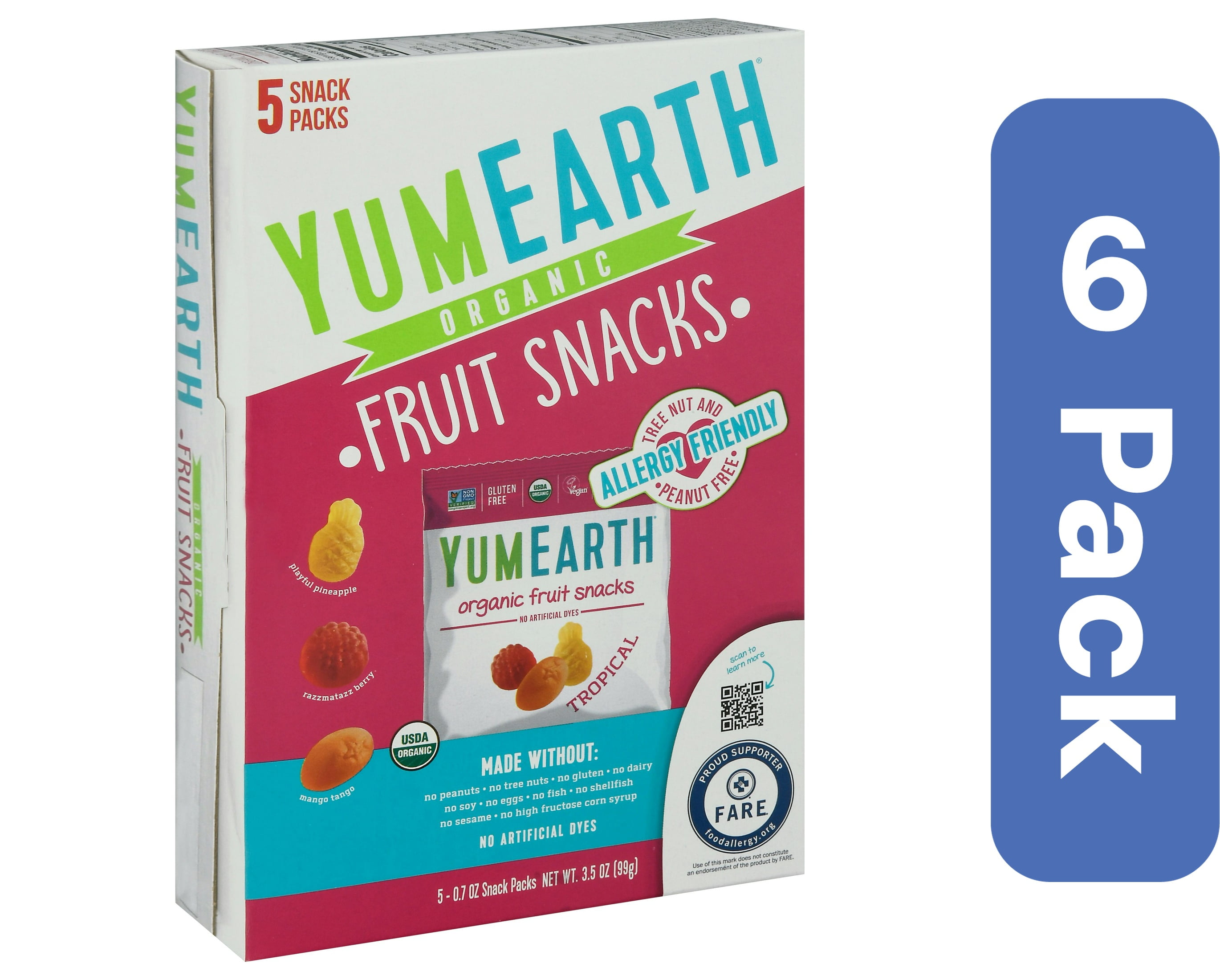 Yumearth Organic Tropical Fruit Snacks 3.5 oz (Pack Of 6)