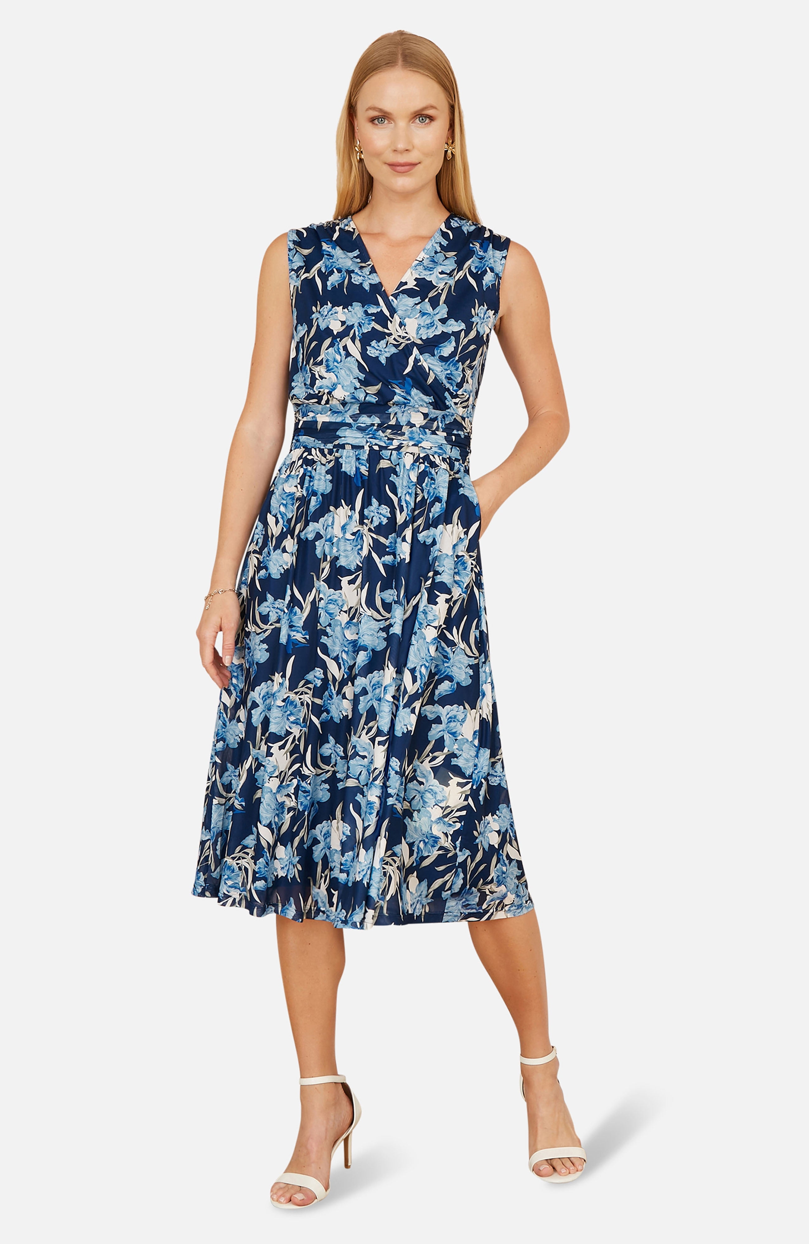 blue midi skater dress Yumi Women's Floral Wrap V Neck A versatile warm Onlymainstore Black Patent Leather Shoes Color:Vanilla Latte