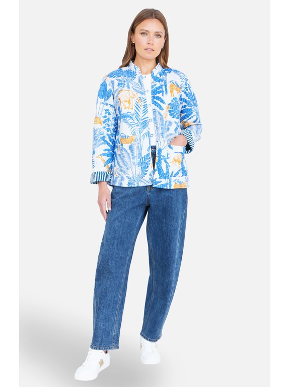 Jungle Reversible Cotton Quilted Jacket - Blue, 8