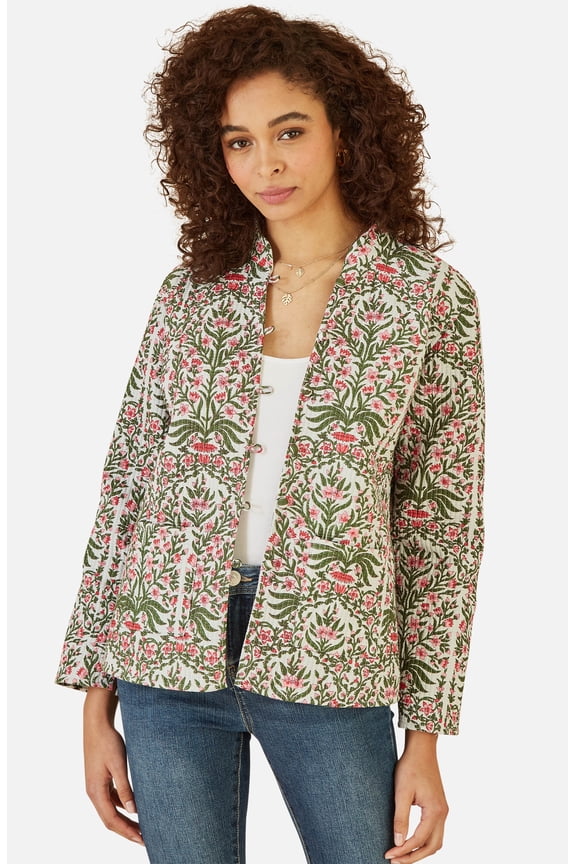 Long Sleeve Reversible Quilted Jacket - Pink, 6