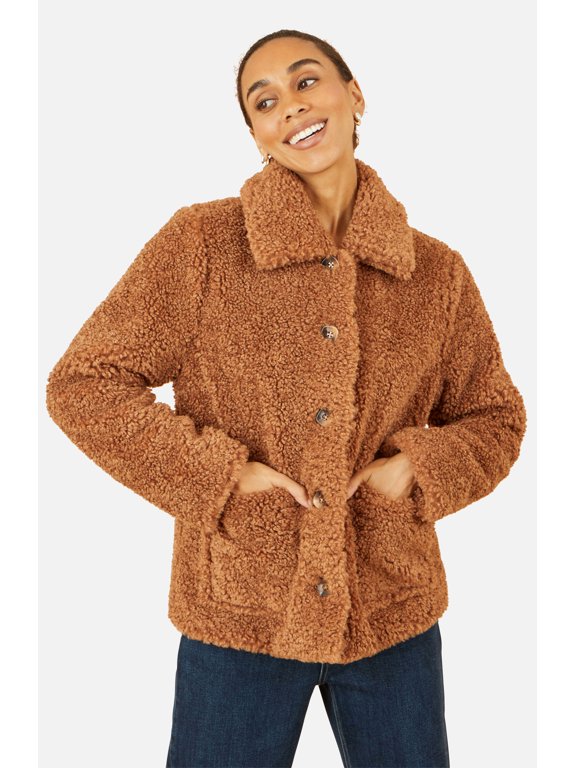 Short Teddy Bear Jacket - Brown, 10