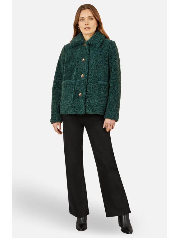 Short Teddy Bear Jacket - Green, 8