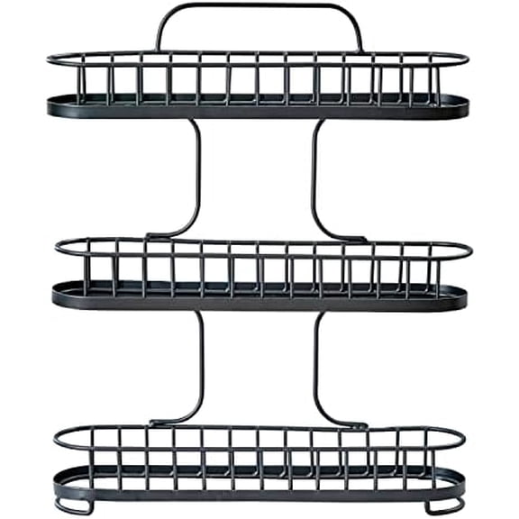 Yumi Small Three Tier Spice Rack Black for Countertop Cabinets Cupboards Kitchens, 3 Tier Spice Organizer Shelf Rack Wire Basket for Modern Kitchens, Spice Rack Stand for Counter Organization