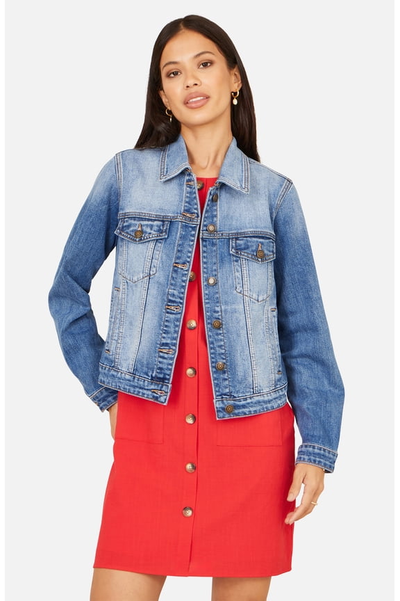 Stretch Washed Denim Jacket - Blue, 12
