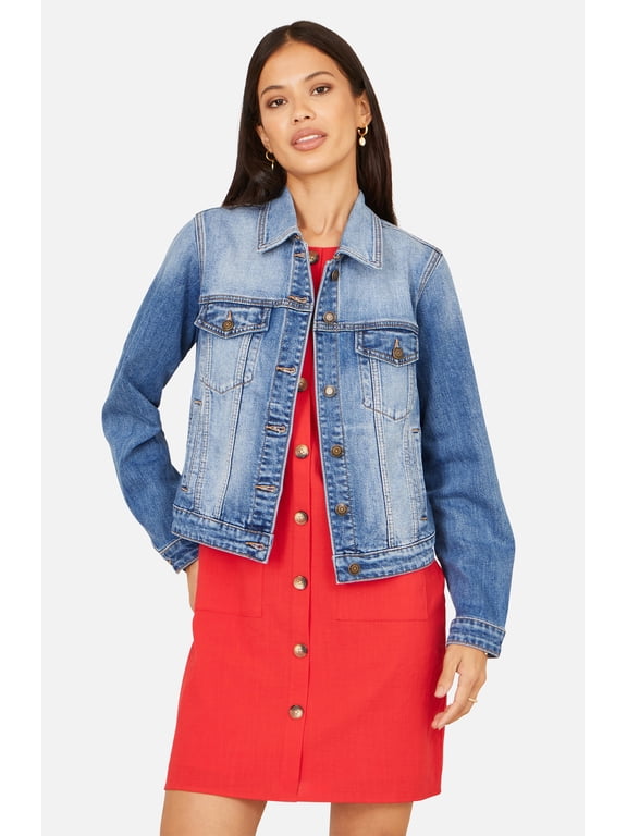 Stretch Washed Denim Jacket - Blue, 6