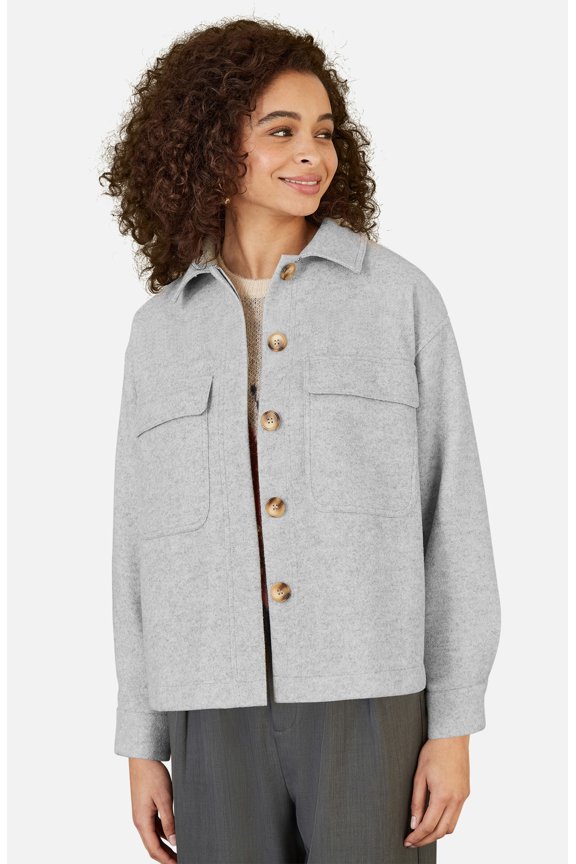 Textured Finish, Patch Pockets Shacket - Grey, 6