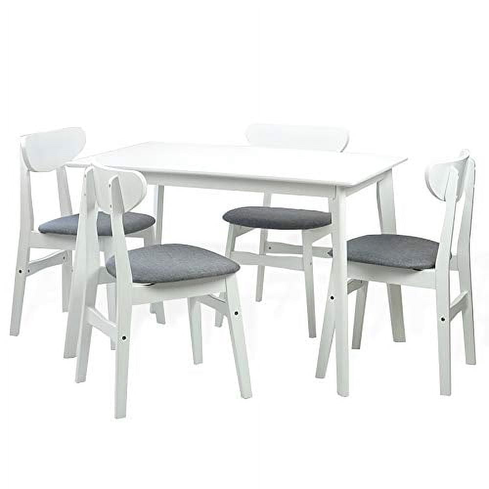 Yumiko Solid Wood Rectangular Dining Table Kitchen Modern, White Color ...