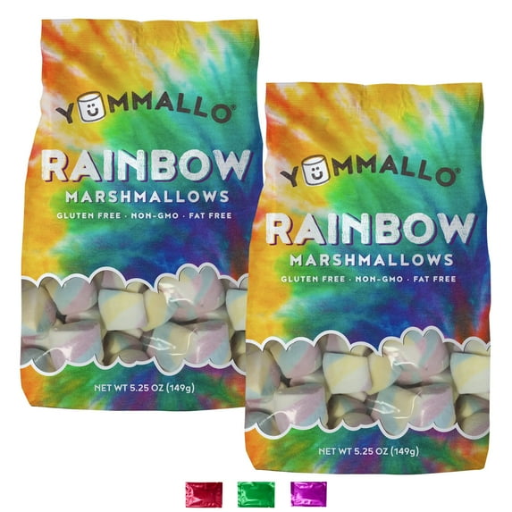 Yummallo Rainbow Heart Marshmallows 5.25 Oz 2 Pack, Colorful Gluten-Free Candy, Unicorn Pastel Marshmallow, Dessert Toppers Party Favors S'mores Gift Basket Stuffers w/ Snoep in Beperkte Oplage