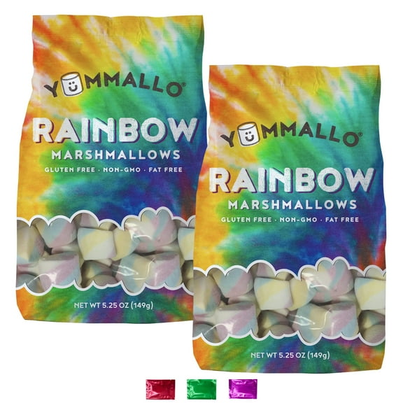 Yummallo Rainbow Heart Marshmallows 5.25 Oz 2 Pack, Colorful Gluten-Free Candy, Unicorn Pastel Marshmallow, Dessert Toppers Party Favors S'mores Gift Basket Stuffers w/ Snoep in Beperkte Oplage