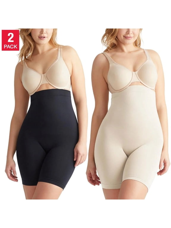 Yummie Women's 2-Pack Smooths and Shapes High Waist Shaping Shorts (Black, 1X/2X)
