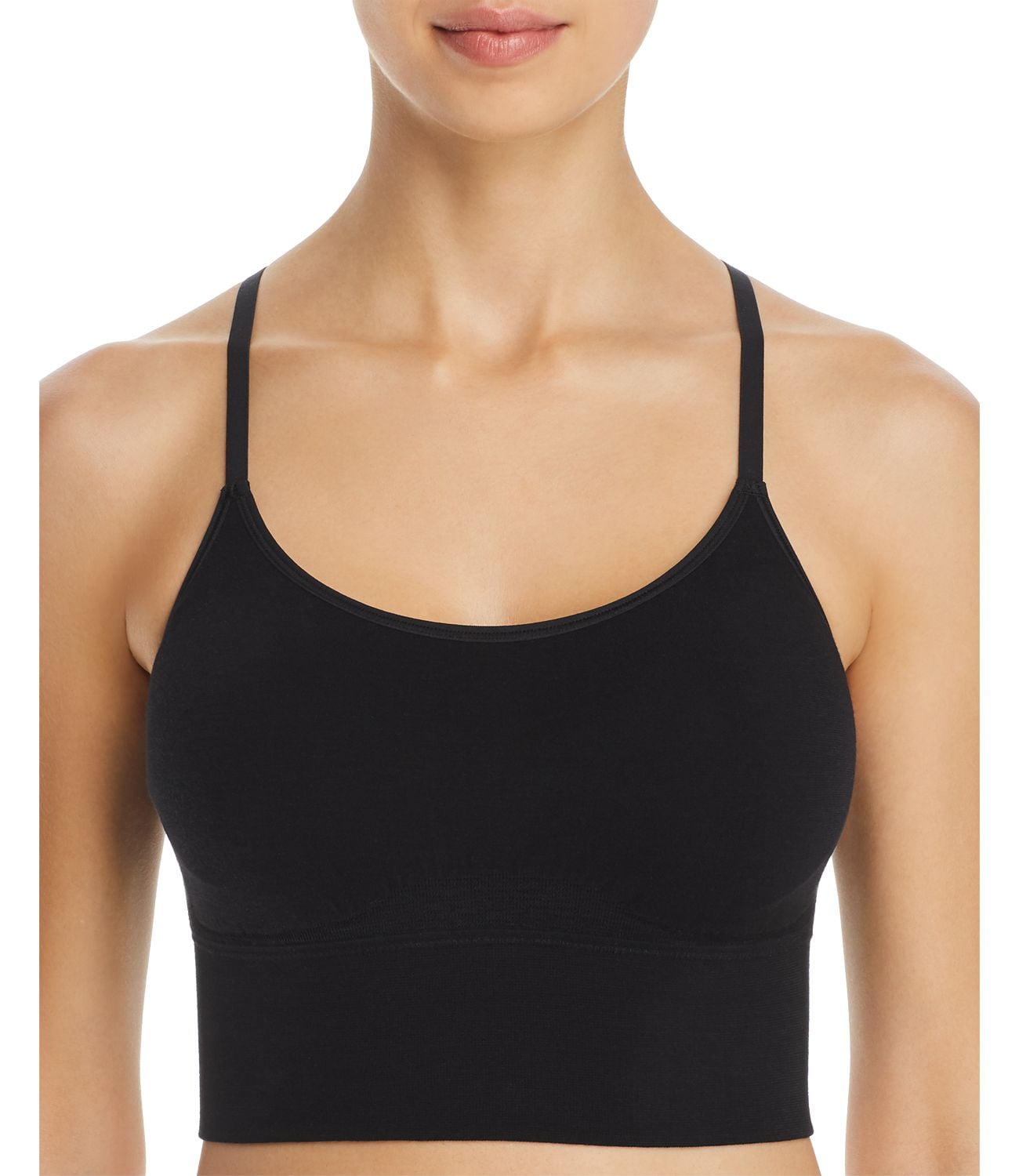 BCBG Paris Women's V Neck Pullover Cross Back Elongated Sports Bra with a  Rib Band, Sizes XS to XXL
