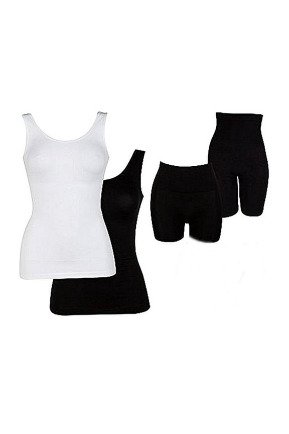 Seamless Shapewear Wardrobe 4-Pk Black/White L/XL (12-14)