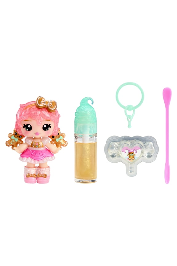 Holiday Lip Gloss Doll - Gigi Gingerbread Includes DIY Lip Gloss + Keychain, Cosmetic Play, Seasonal Holiday Collectible, Gift, Ages 4+