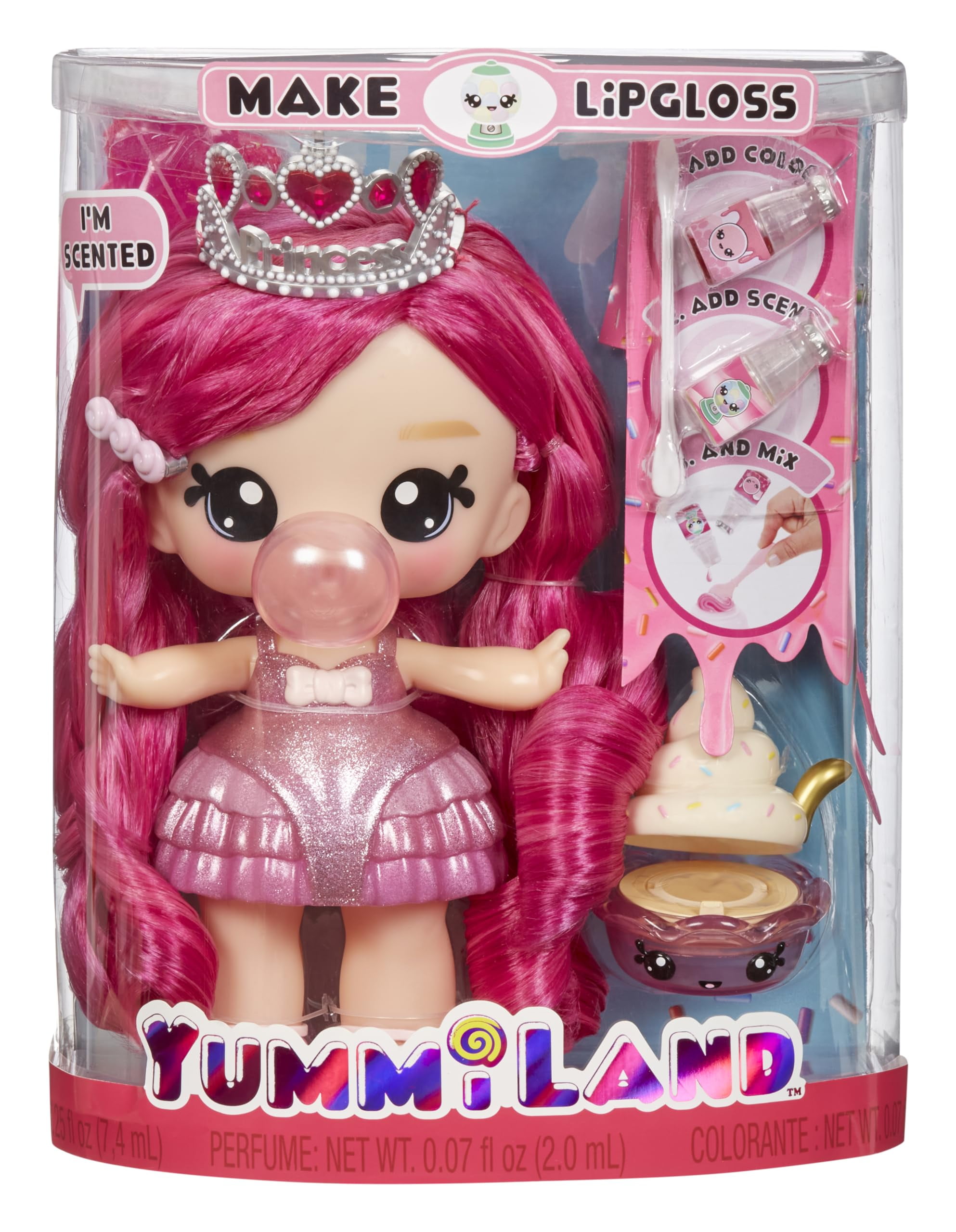 Yummiland Large Doll + Lipgloss Pet- Bianca Bubblegum, Age 4+