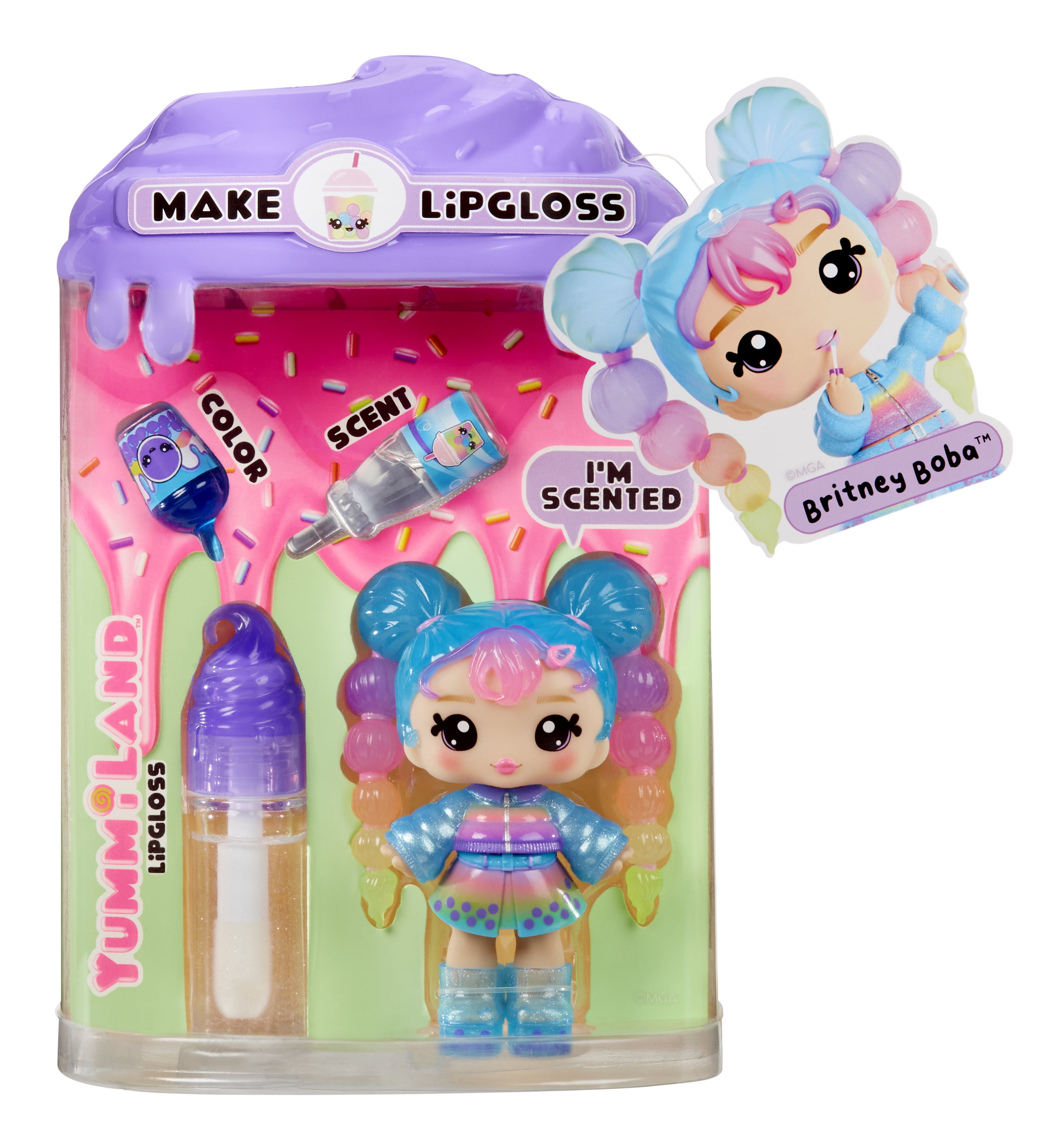 Yummiland Lip Gloss Doll - Britney Boba, with DIY Lip Goss Kit, Ages 4+