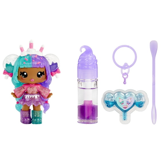 Yummiland Lip Gloss Doll: Mystery Color Change Carly Cakepop, DIY Lip Gloss + Removable Keychain, Cosmetic Play, Collectible, Ages 4+
