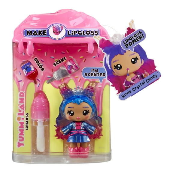 Yummiland Lip Gloss Doll - Roxie Crystal Candy, with DIY Lip Goss Kit, Ages 4+