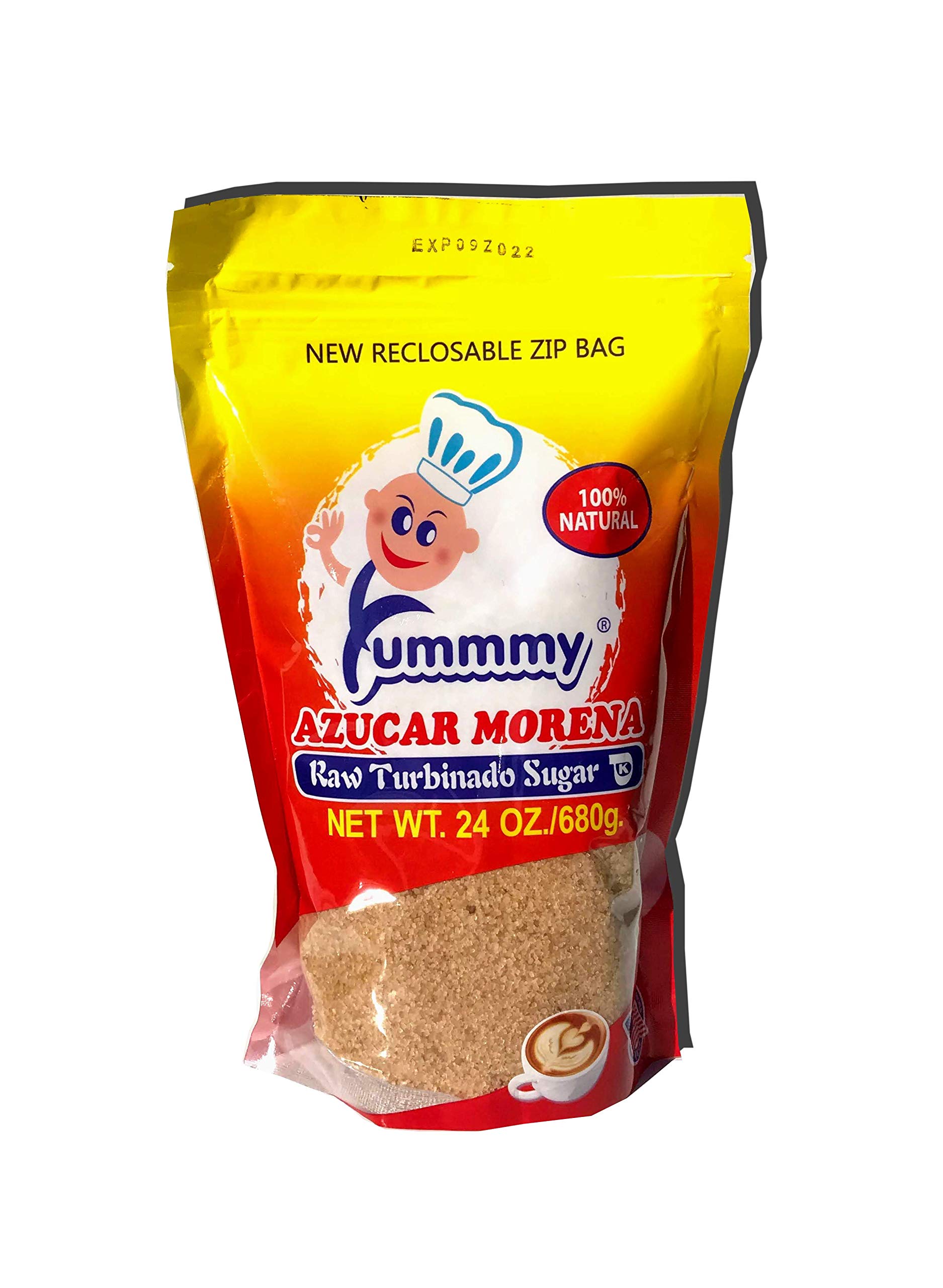 Yummmy Raw Turbinado Brown Sugar, Azucar Morena,1.5 Lbs (24 Oz), Kosher