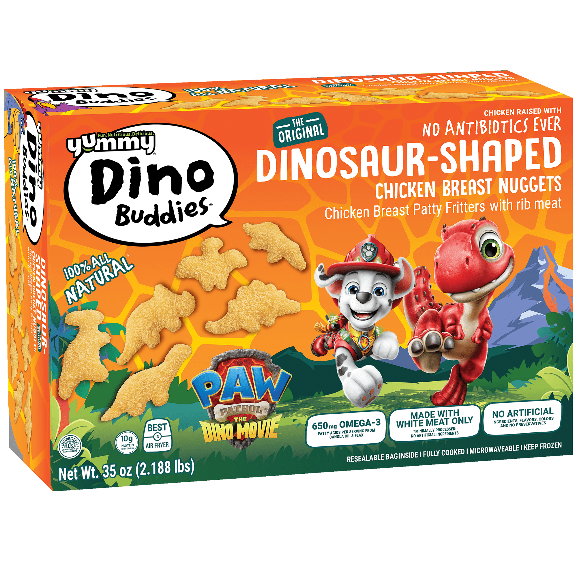 Yummy All Natural Dino Buddies Chicken Breast Nugget Meal, 35
