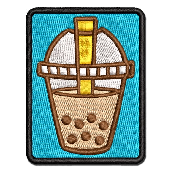 Yummy Bubble Tea Boba Milk Dessert Drink Applique Multi-Color Embroidered Iron-On Patch - 3.5 Inch Large