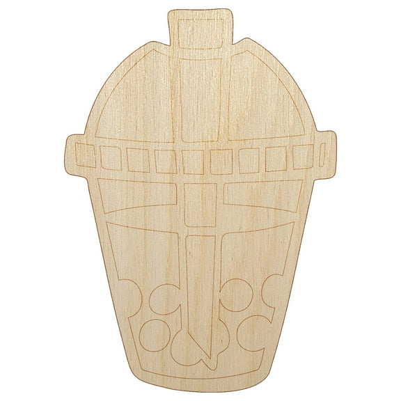 Yummy Bubble Tea Boba Milk Dessert Drink Wood Shape Unfinished Piece Cutout Craft DIY Projects - 4.70 Inch Size - 1/8 Inch Thick