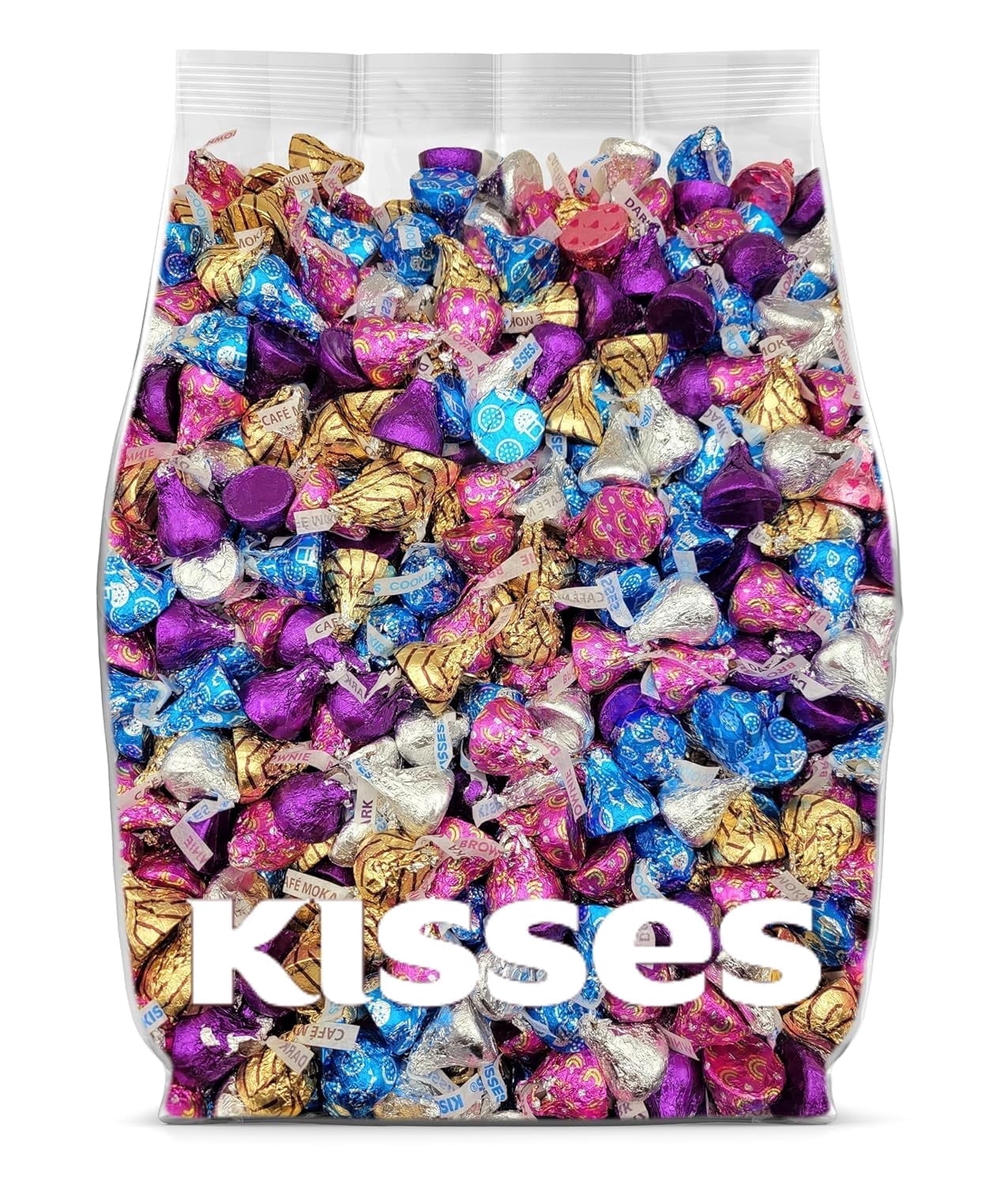 Hershey Assorted Chocolate Kisses, caramelo a granel, 200 piezas envueltas individualmente, 2 lb para bolsas de regalo, recuerdos de fiesta y eventos