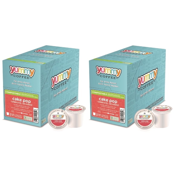 Yummy Coffee Cake Pop Flavored Coffee, Single Cup Compostable Pods Compatible with Keurig K-Cup Brewers, 20 Count per Box, 2 Boxes