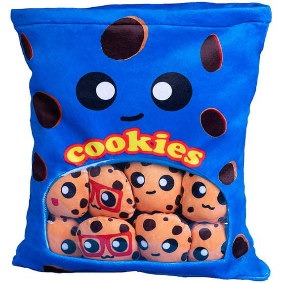 Yummy Cookie Stuffed Toy Game Pillow, Cute Plush Cushion, Delicious Food Dessert Package, Birthday Gift (8pcs a Bag, Blue)