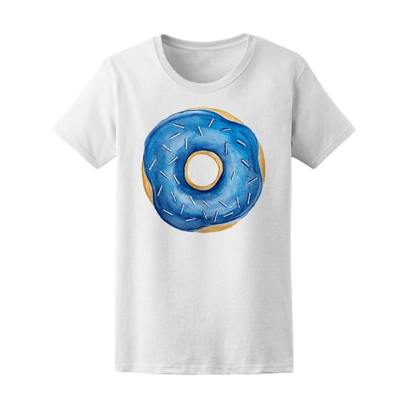 Yummy Donut Blue Shiny Glazing T-Shirt Women -Image by Shutterstock, Female Large