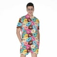 thumbnail image 1 of Yummy Donut Pattern Short Sleeve Men'S Rompers, Food Lover Casual Summer Jumpsuits Outfit, 1 of 4