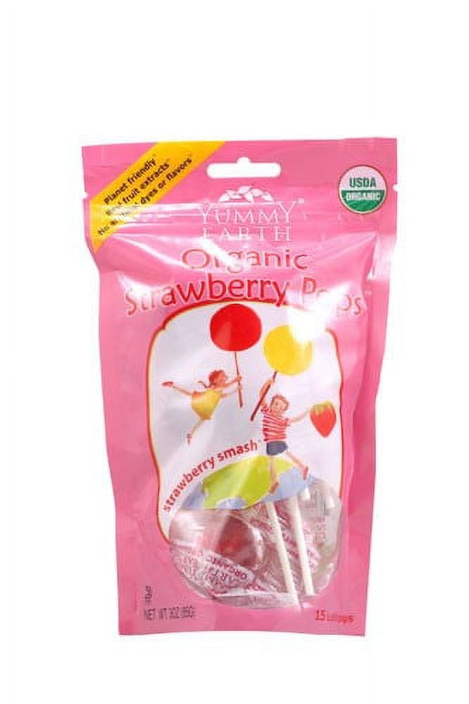 Yummy Earth Organic Standup Lollipops Strawberry Smash, 3 Oz